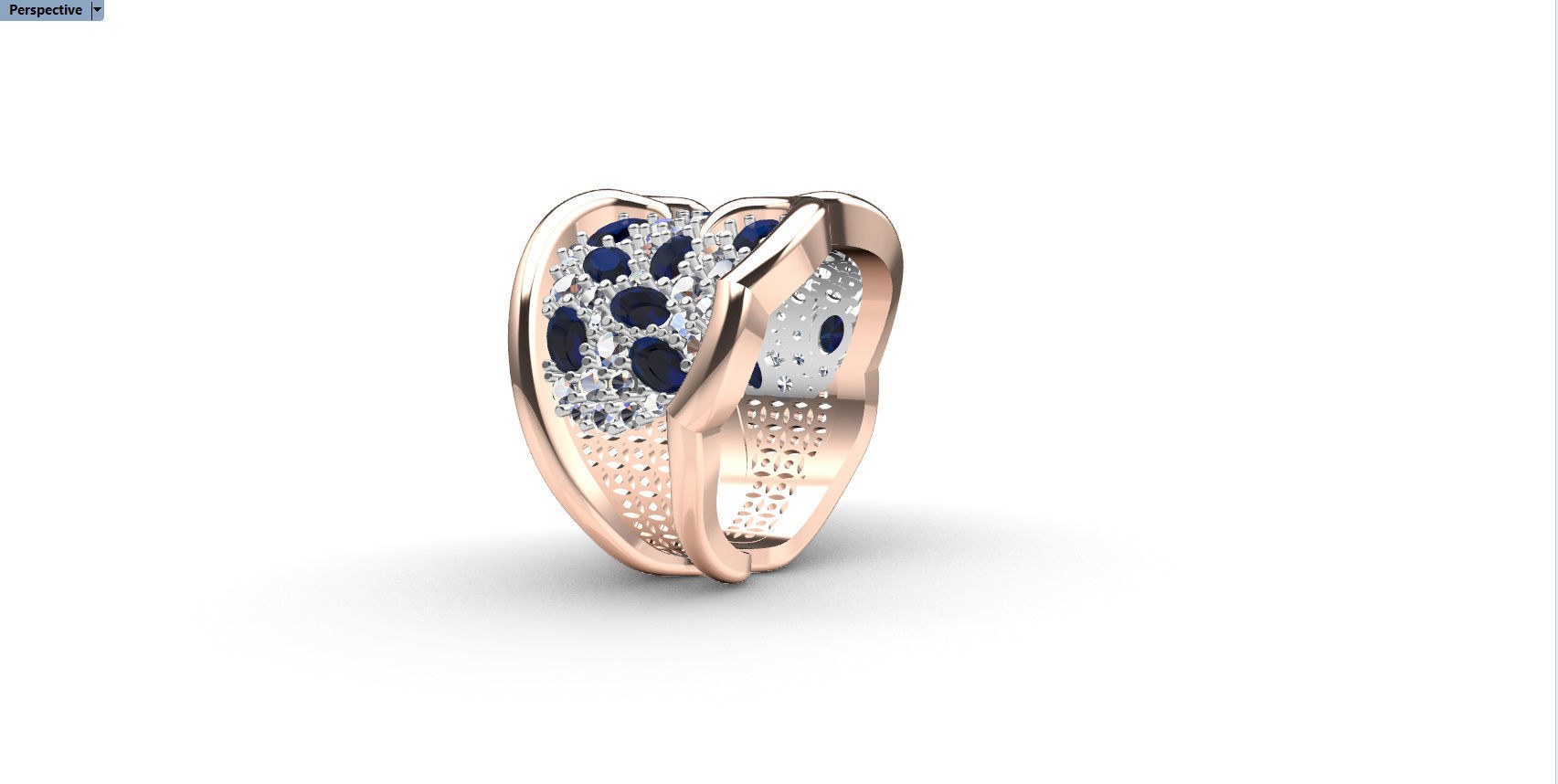 Woman  ring with gems 3D print model_51