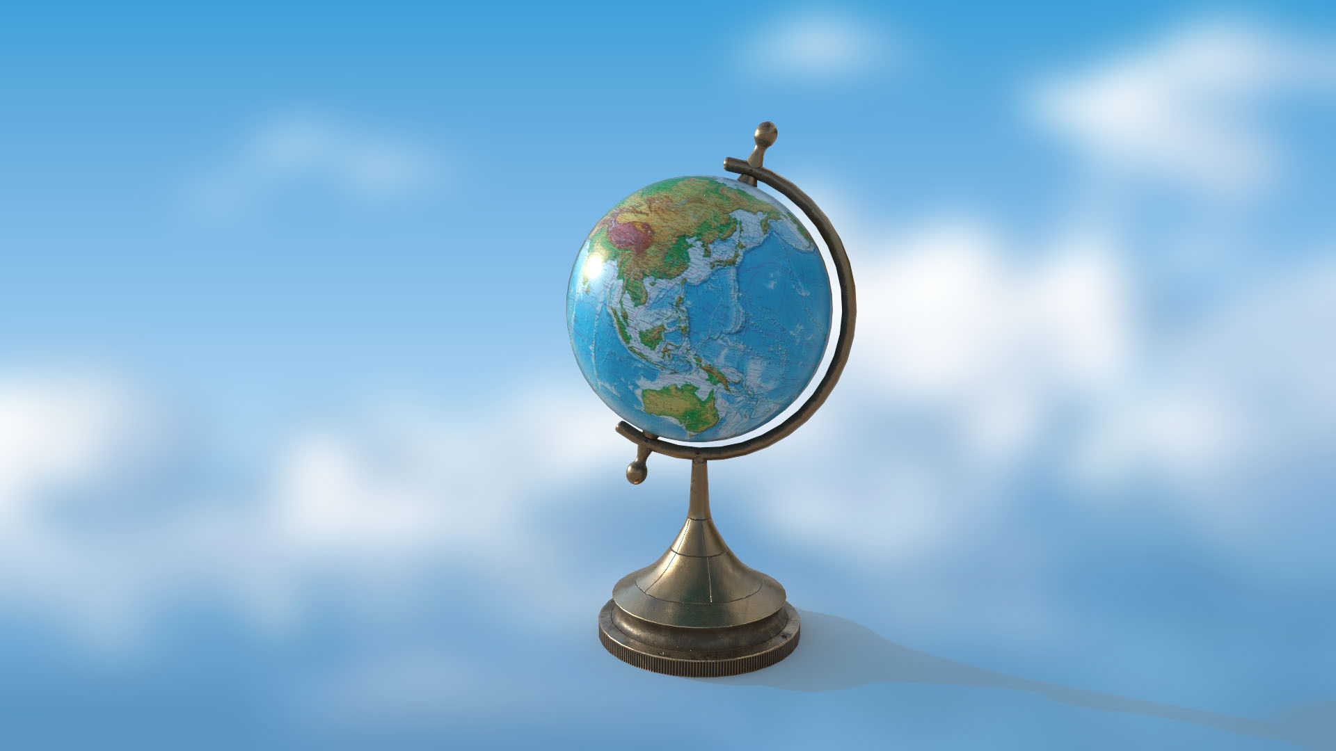 Globe world map PBR low-poly 3D model Low-poly 3D model_1