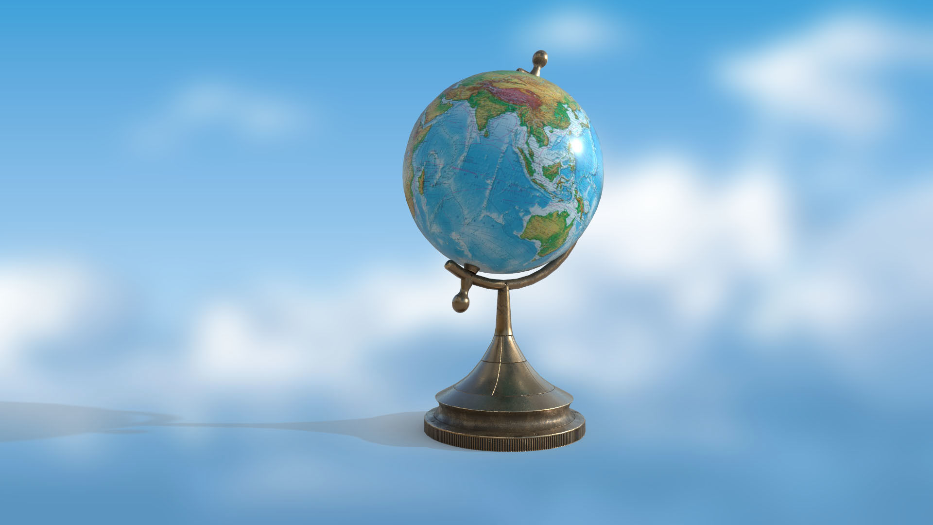 Globe world map PBR low-poly 3D model Low-poly 3D model_4
