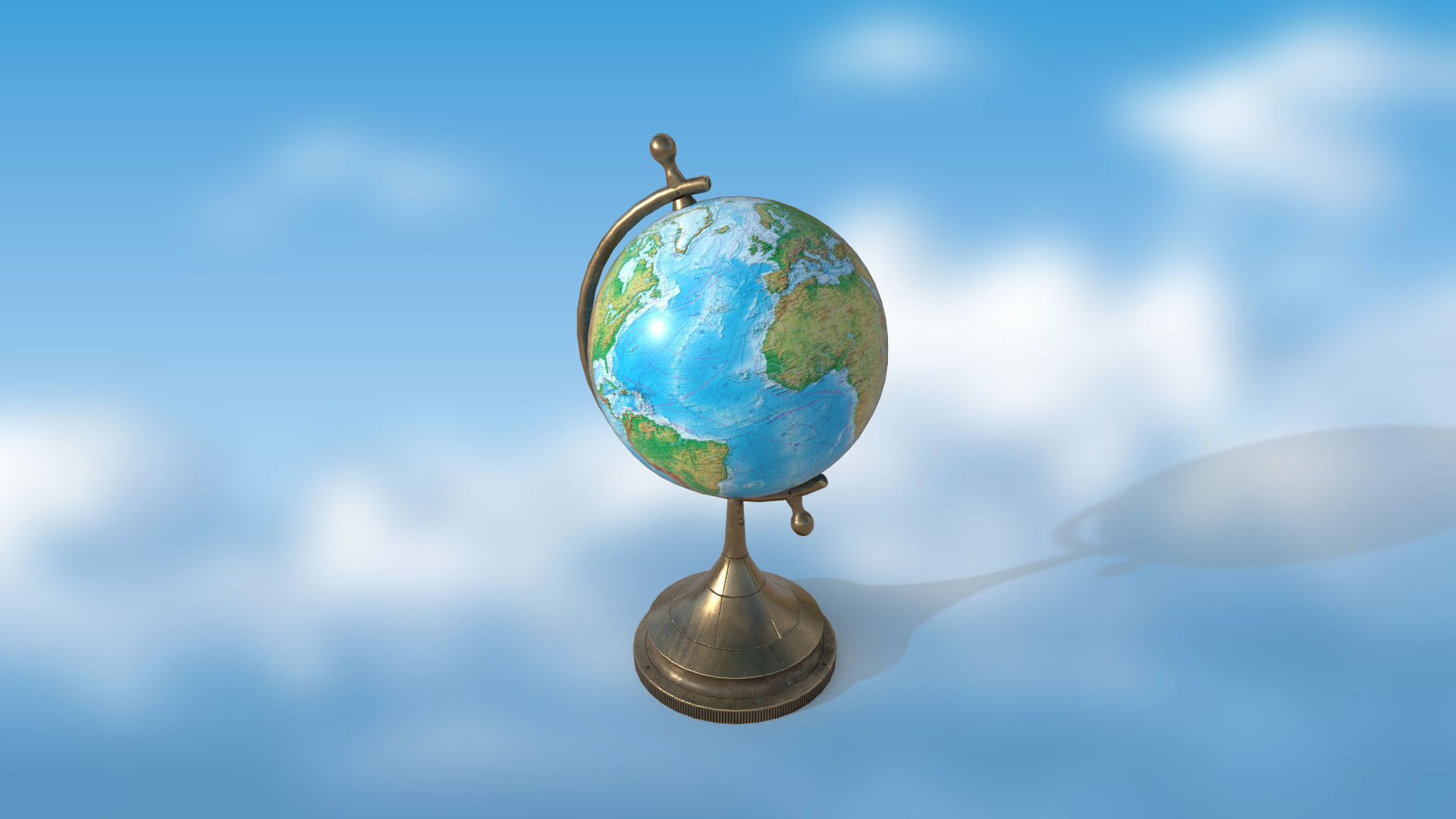 Globe world map PBR low-poly 3D model Low-poly 3D model_3