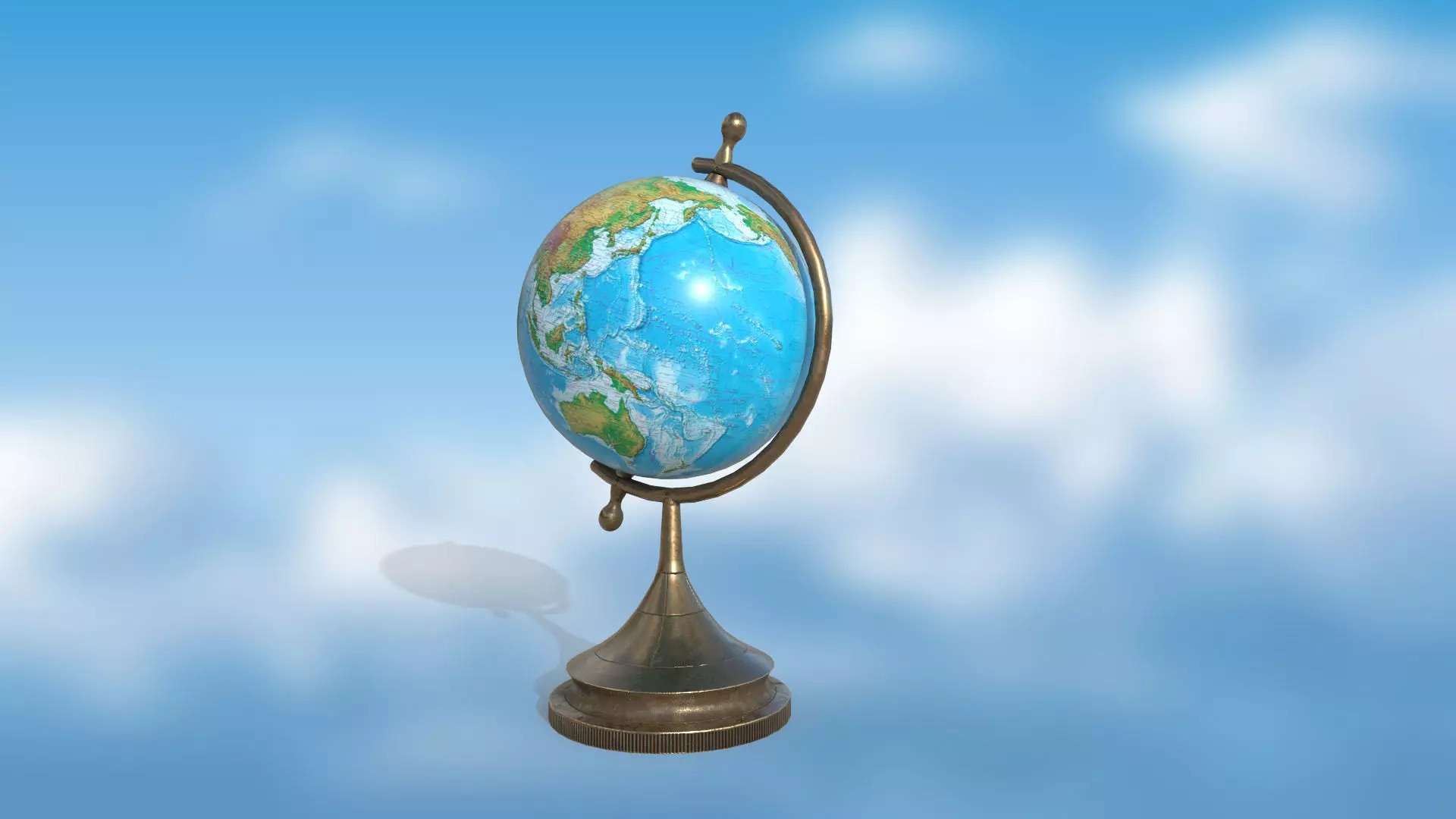 Globe world map PBR low-poly 3D model Low-poly 3D model_0