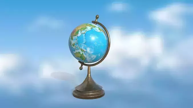 Globe world map PBR low-poly 3D model Low-poly 3D model