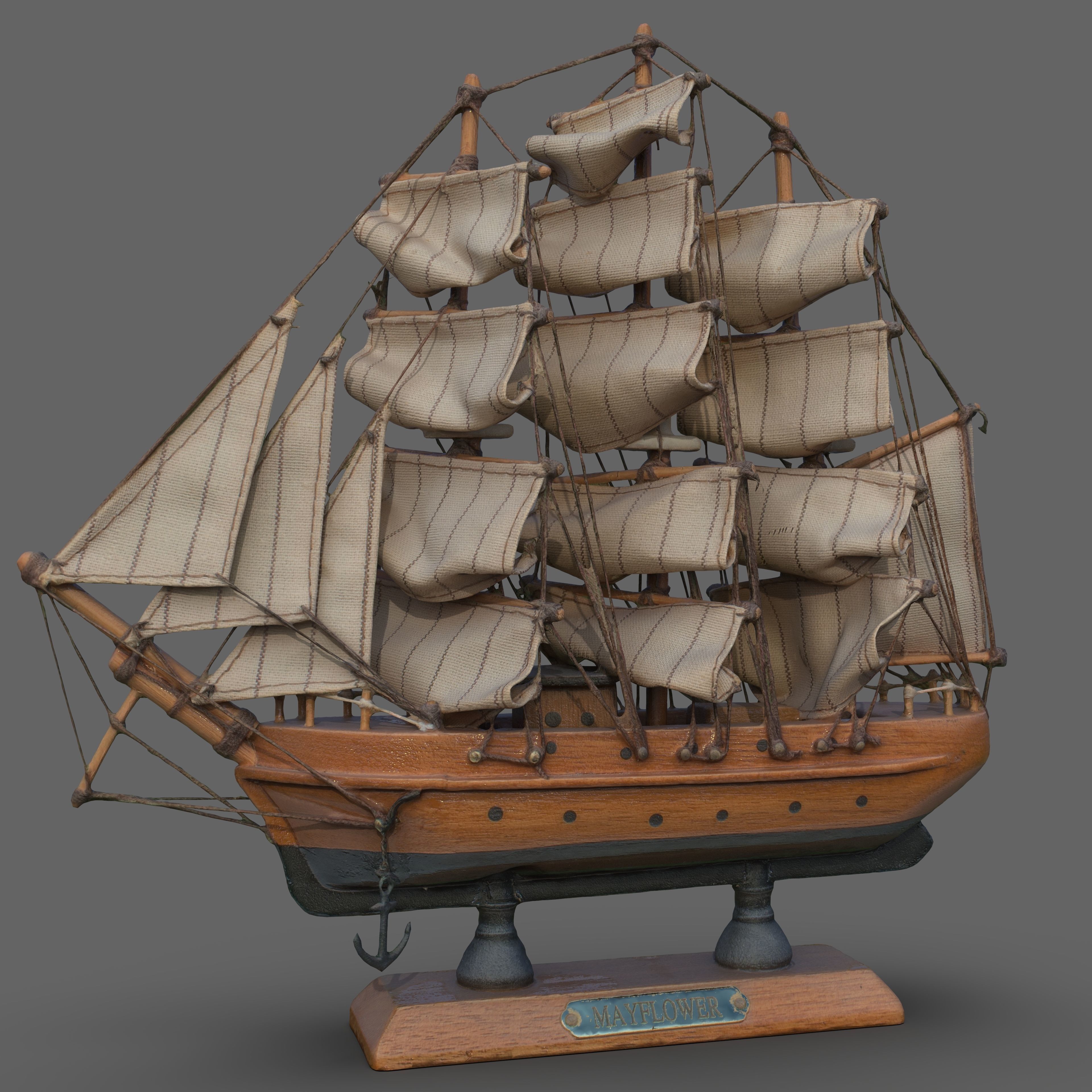 luxury sailing ship 3d model Low-poly 3D model_1