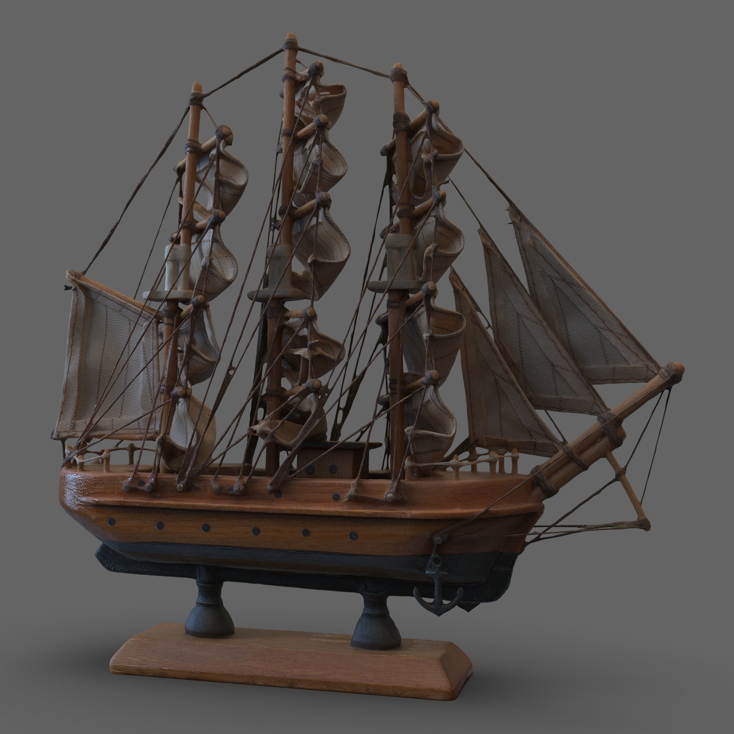 luxury sailing ship 3d model Low-poly 3D model_2