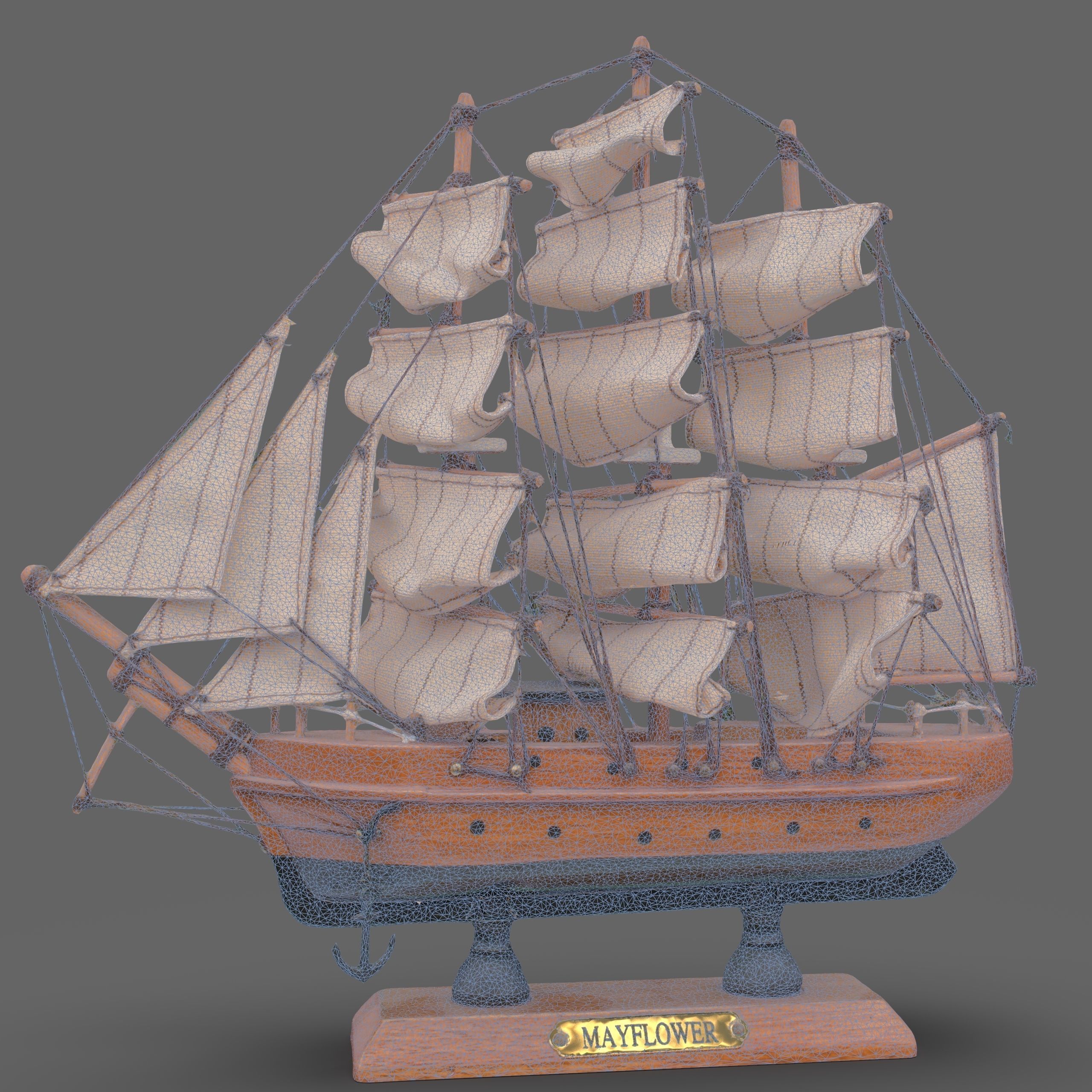luxury sailing ship 3d model Low-poly 3D model_3