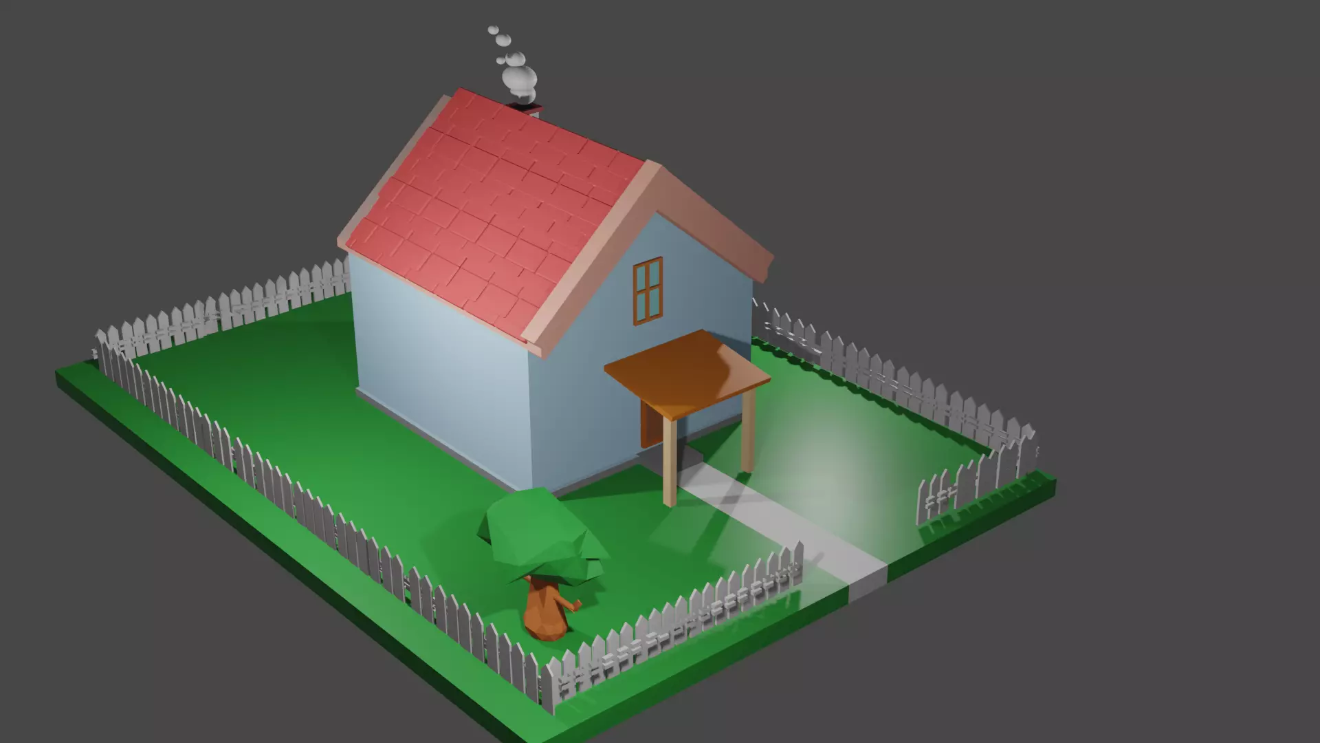 homes house with fence Free 3D model