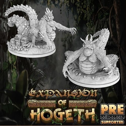 Lizardfolk Queen With Spawning Base 3D print model