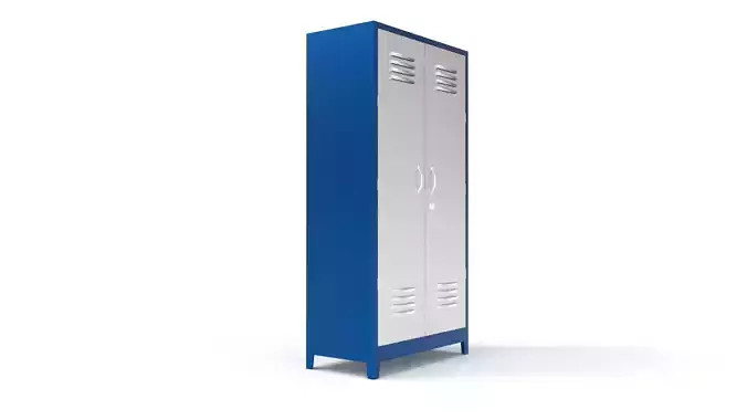 METAL CABINET-DOUBLE LONG-BLUE AND WHITE Low-poly 3D model
