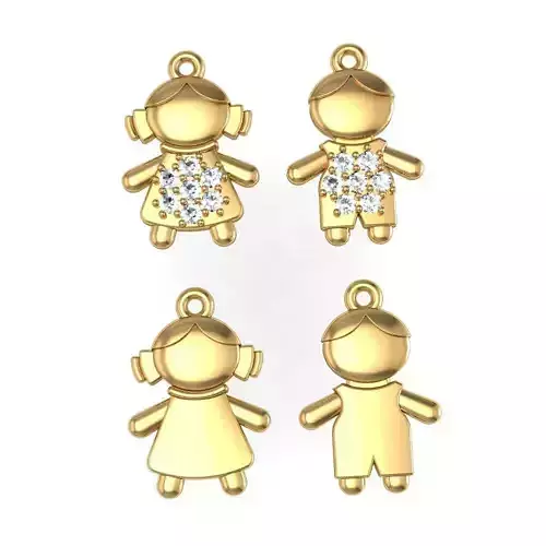 pendants boy and girl with diamond for braslet