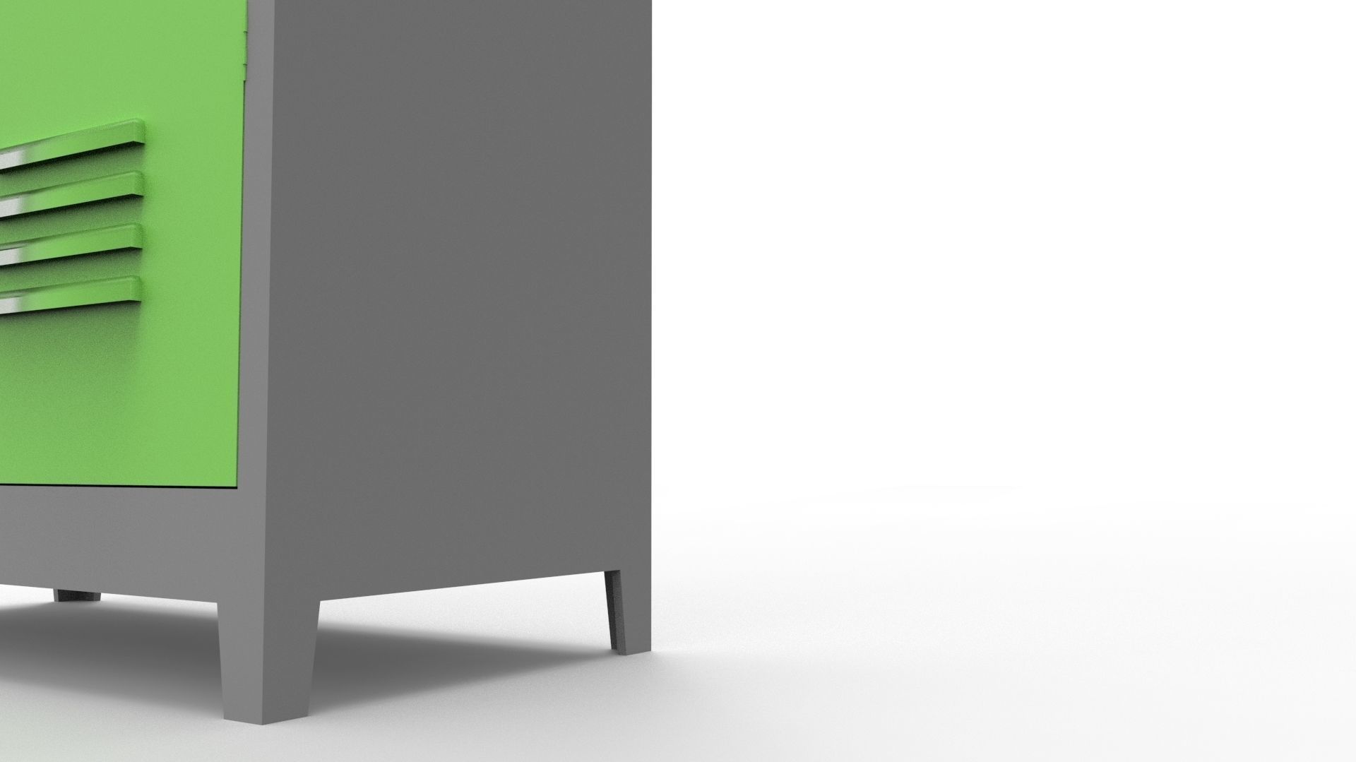 METAL CABINET-DOUBLE LONG-GRAY AND GREEN Low-poly 3D model_25