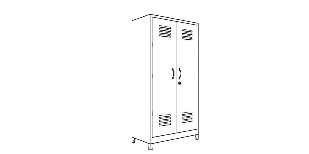 METAL CABINET-DOUBLE LONG-GRAY AND GREEN Low-poly 3D model_33