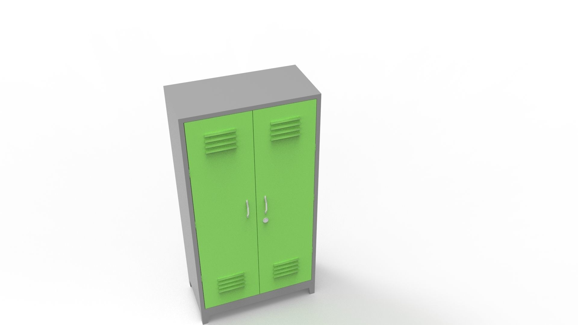 METAL CABINET-DOUBLE LONG-GRAY AND GREEN Low-poly 3D model_5