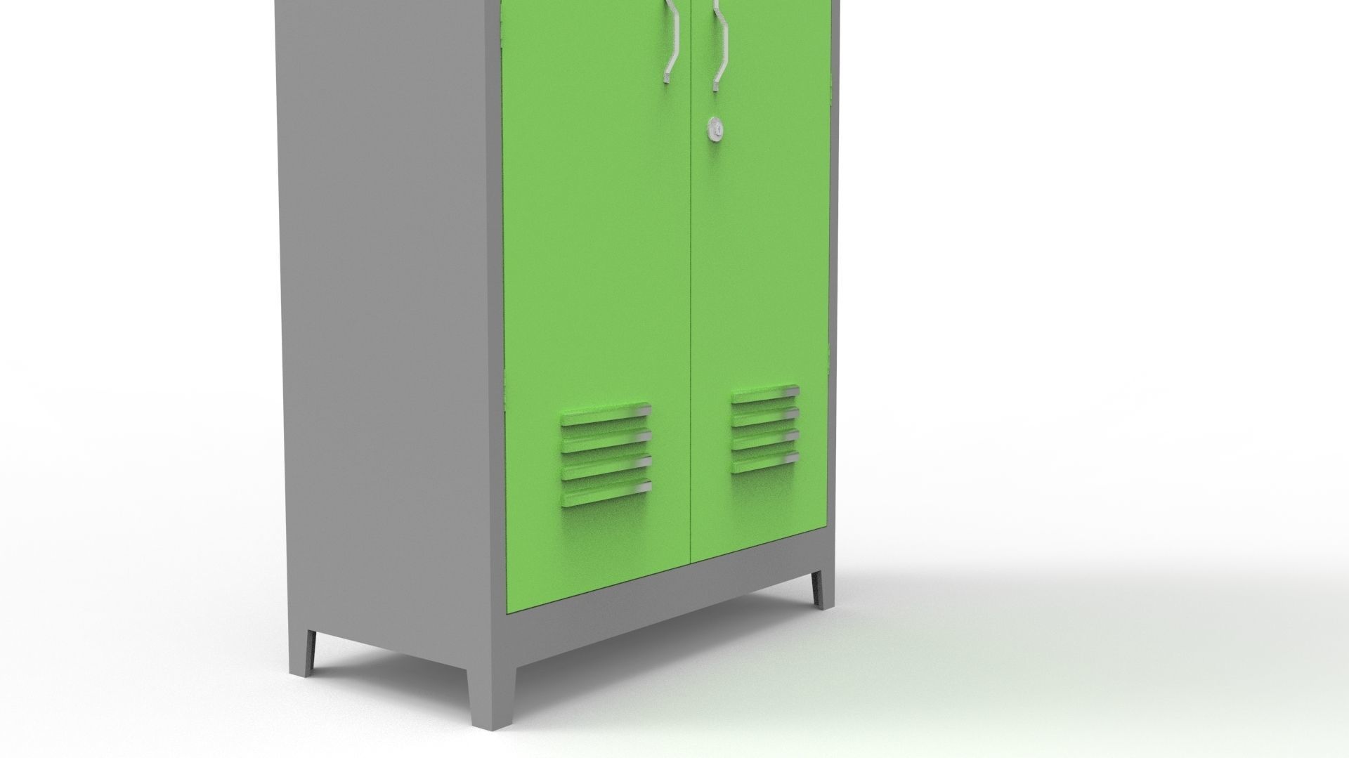 METAL CABINET-DOUBLE LONG-GRAY AND GREEN Low-poly 3D model_17