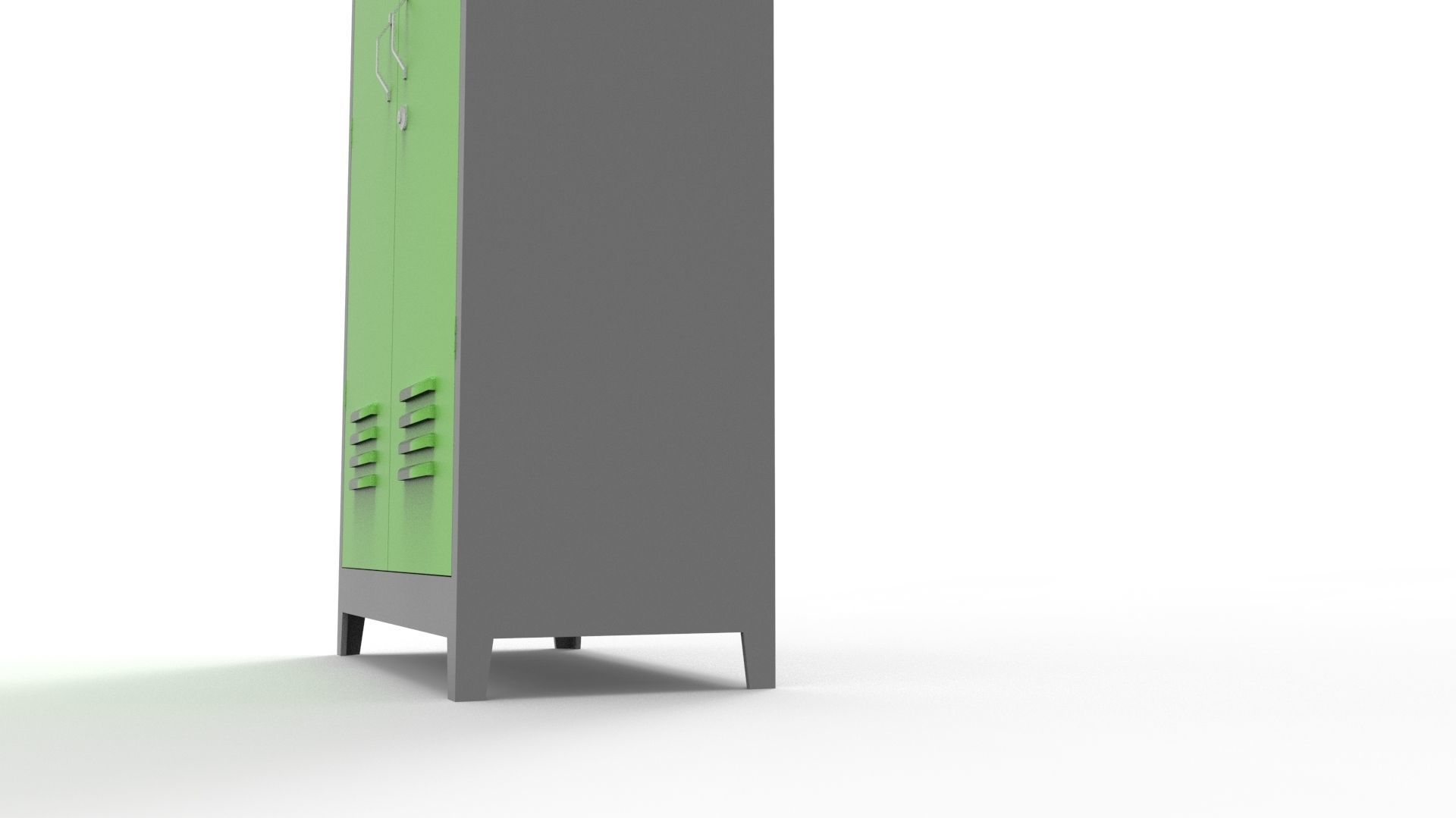 METAL CABINET-DOUBLE LONG-GRAY AND GREEN Low-poly 3D model_20