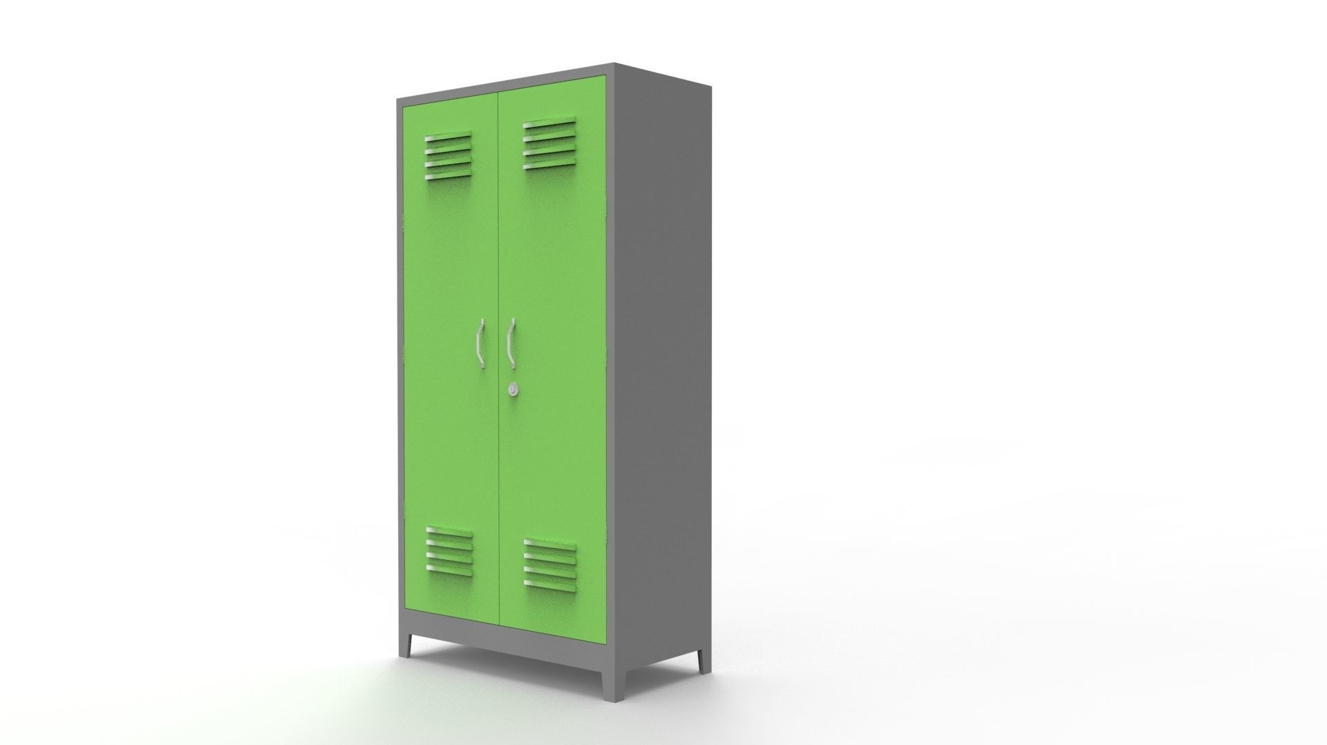 METAL CABINET-DOUBLE LONG-GRAY AND GREEN Low-poly 3D model_27