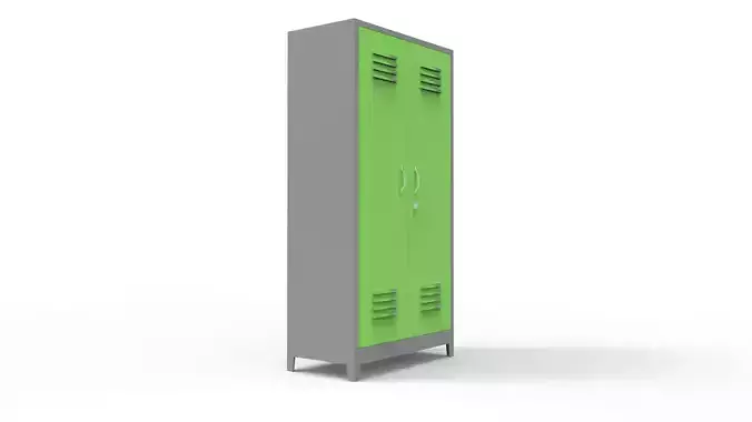 METAL CABINET-DOUBLE LONG-GRAY AND GREEN Low-poly 3D model