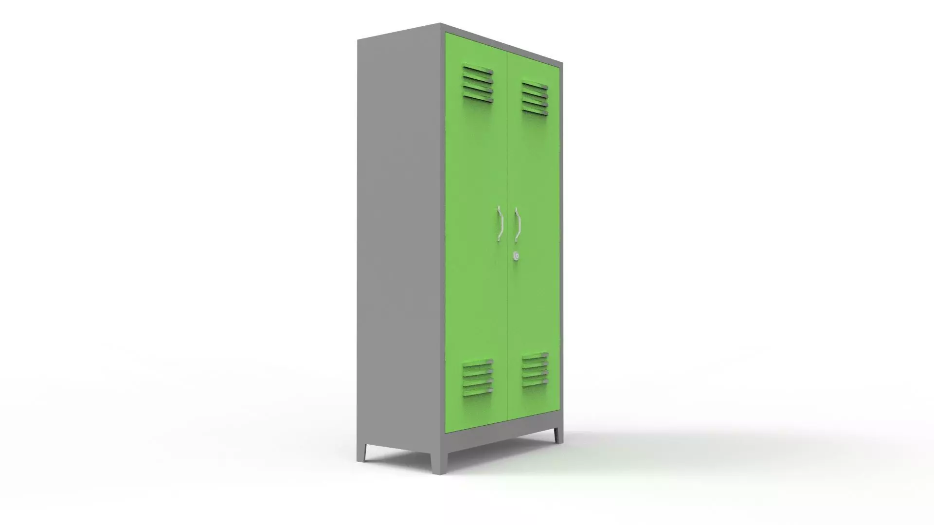 METAL CABINET-DOUBLE LONG-GRAY AND GREEN Low-poly 3D model_0