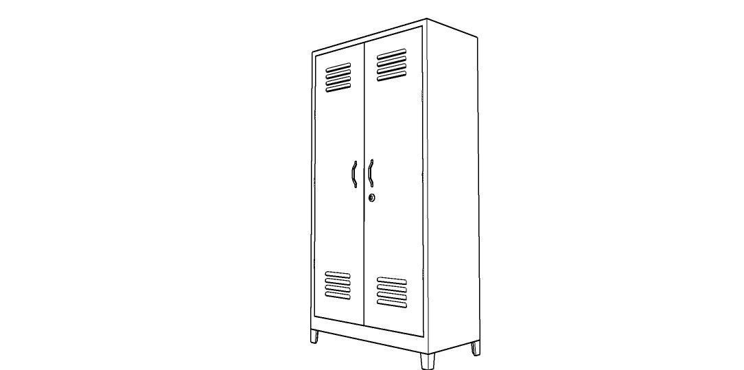METAL CABINET-DOUBLE LONG-GRAY AND GREEN Low-poly 3D model_35