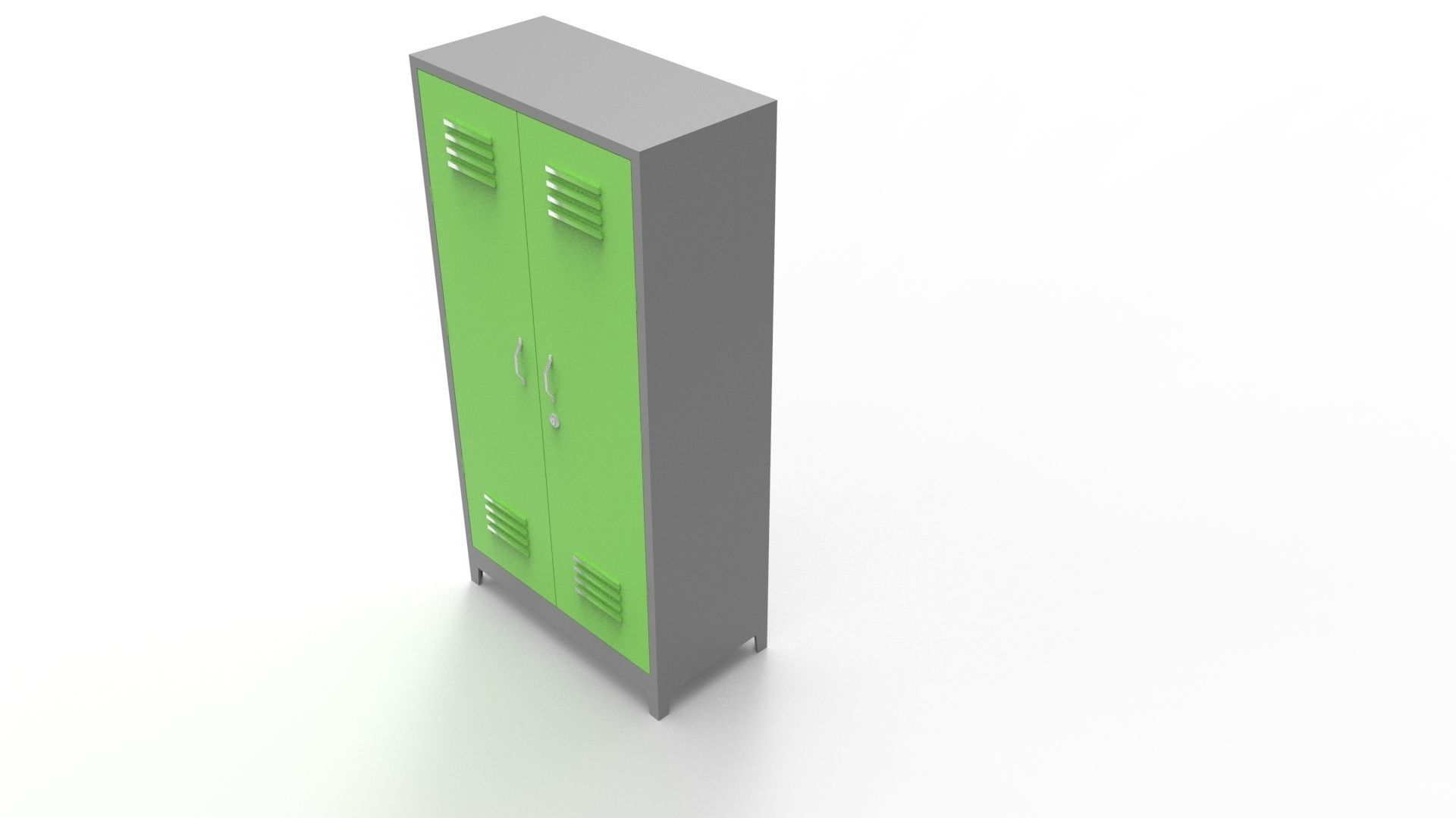 METAL CABINET-DOUBLE LONG-GRAY AND GREEN Low-poly 3D model_7