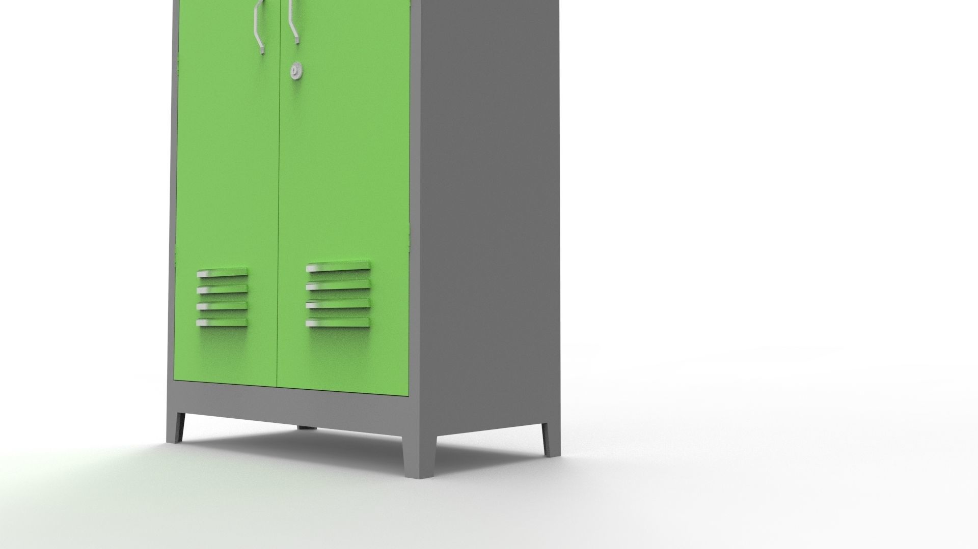 METAL CABINET-DOUBLE LONG-GRAY AND GREEN Low-poly 3D model_19
