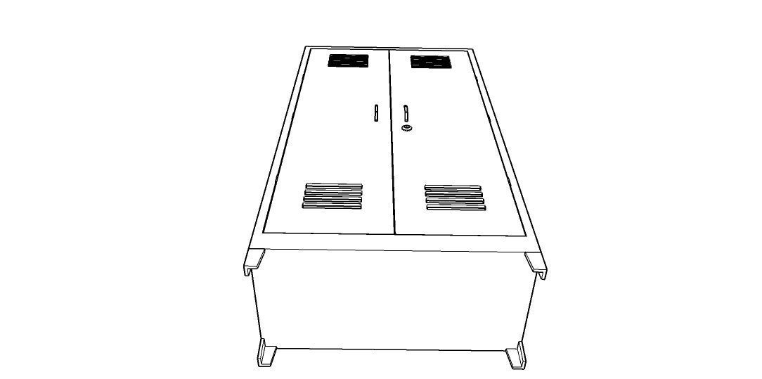 METAL CABINET-DOUBLE LONG-GRAY AND GREEN Low-poly 3D model_42