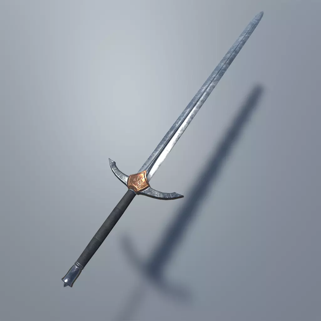 Medieval Long Sword Free low-poly 3D model_0