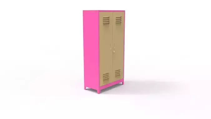 METAL CABINET-DOUBLE LONG-PINK AND CREAM