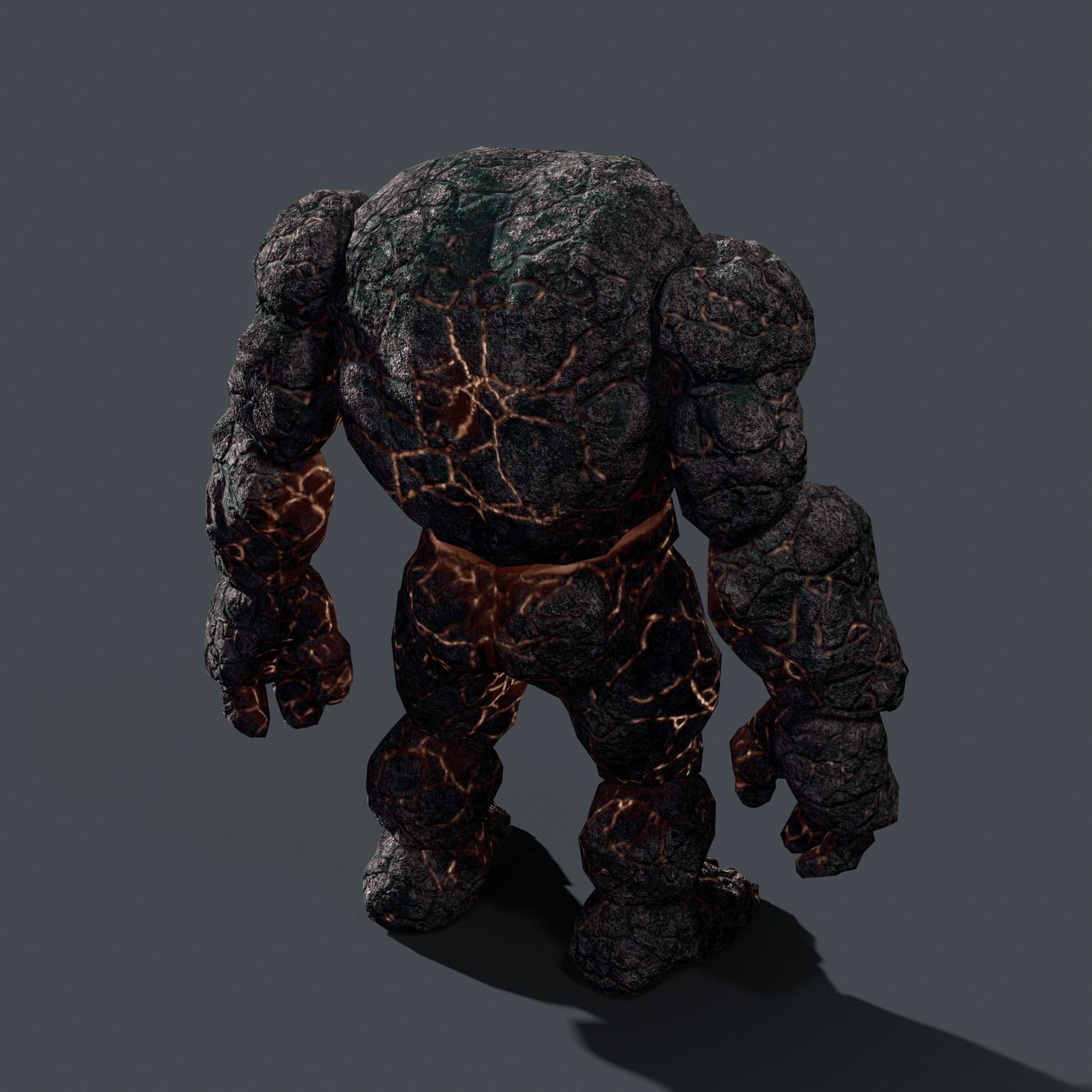 Elemental Golem - Lava Black - Low-poly 3D model_6