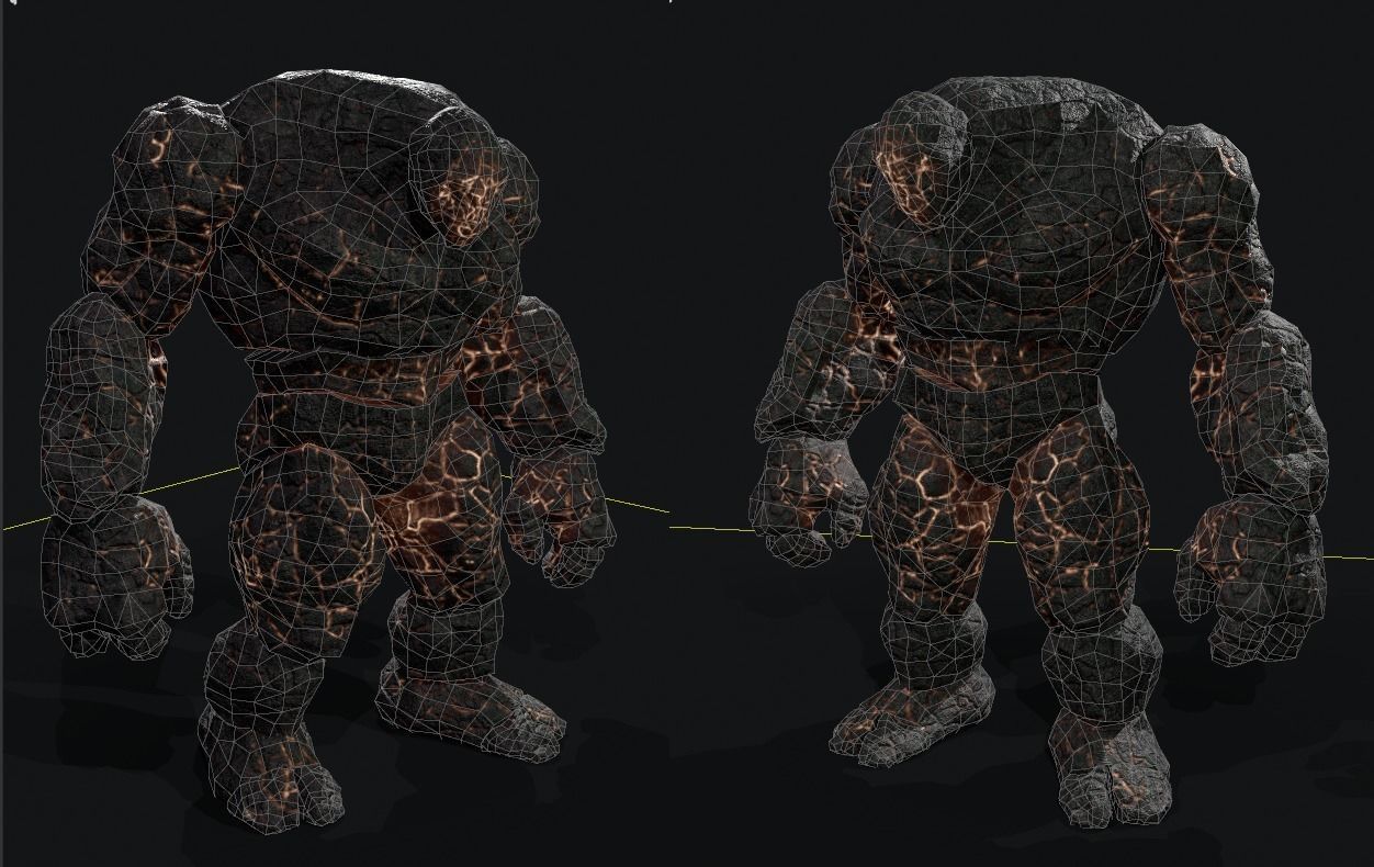 Elemental Golem - Lava Black - Low-poly 3D model_12