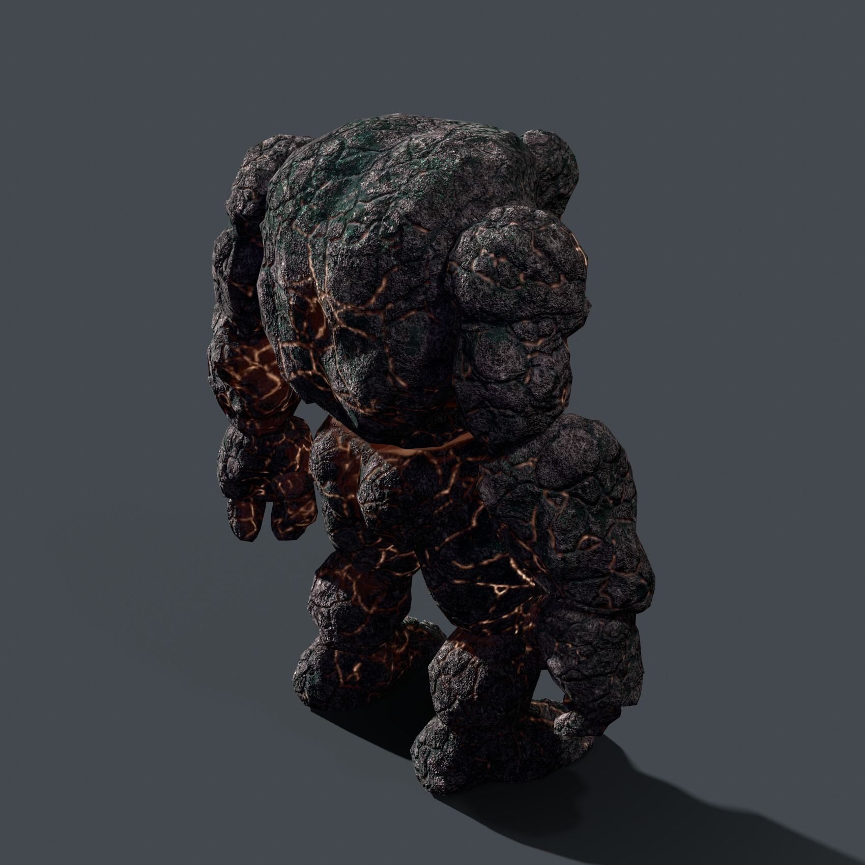 Elemental Golem - Lava Black - Low-poly 3D model_5