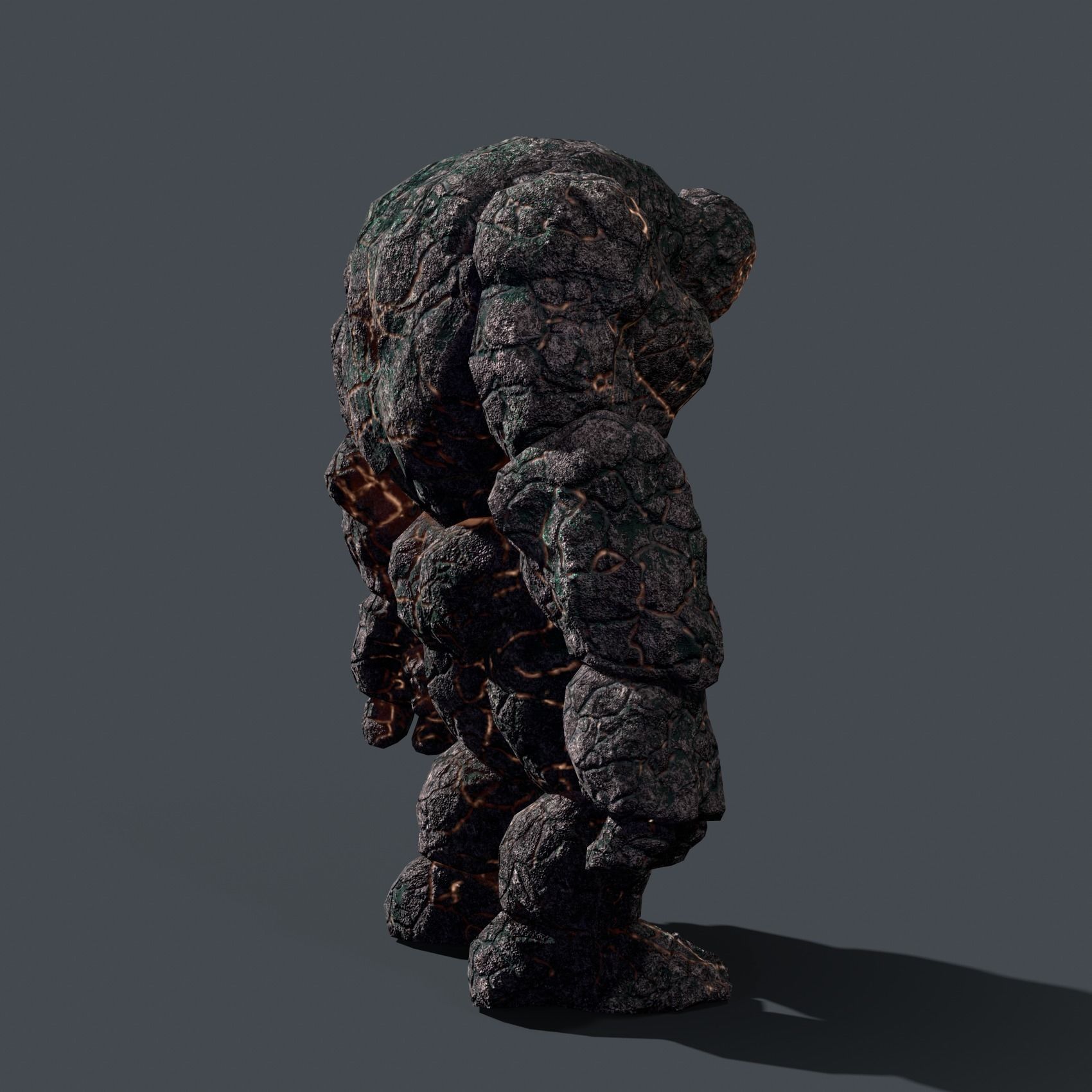 Elemental Golem - Lava Black - Low-poly 3D model_4