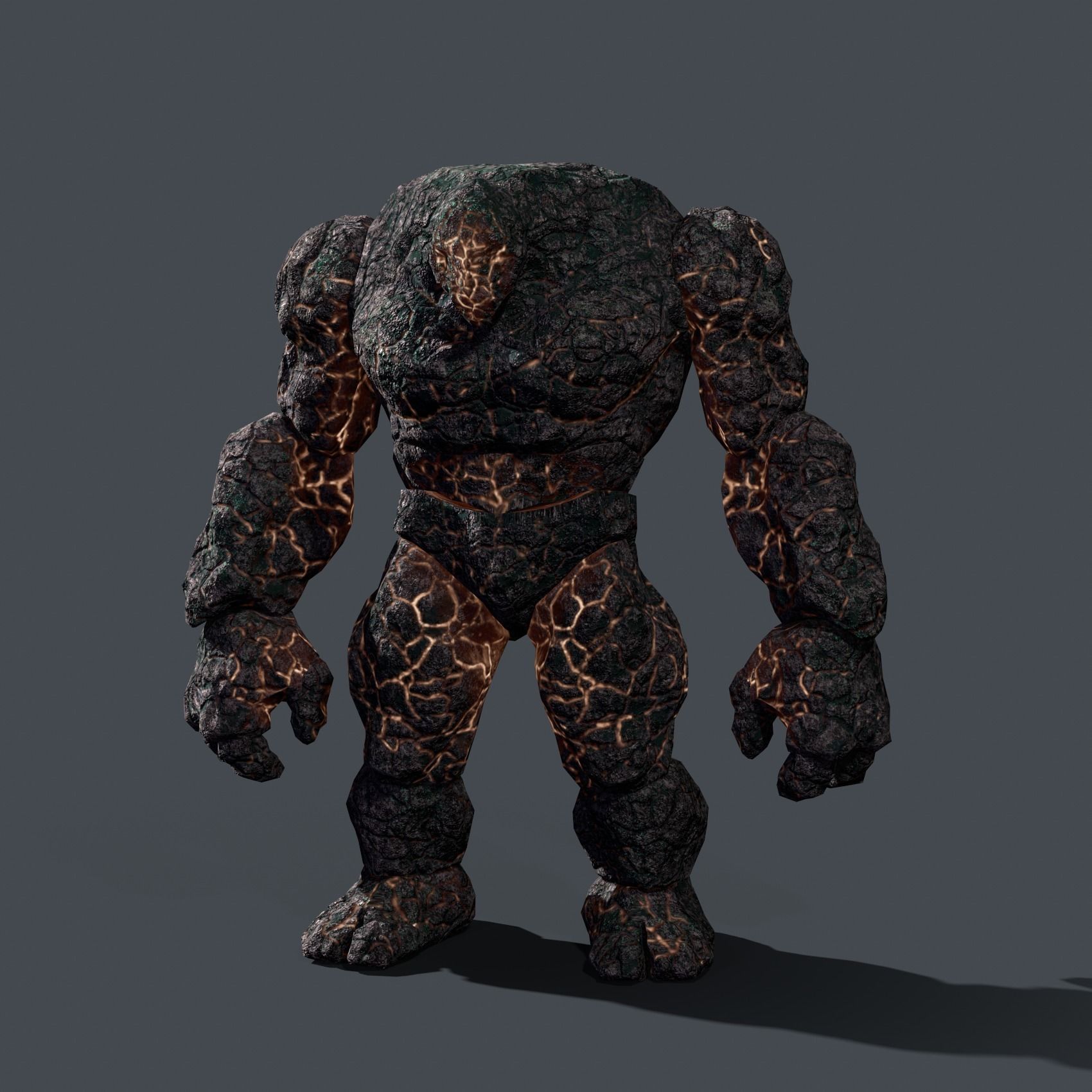 Elemental Golem - Lava Black - Low-poly 3D model_11