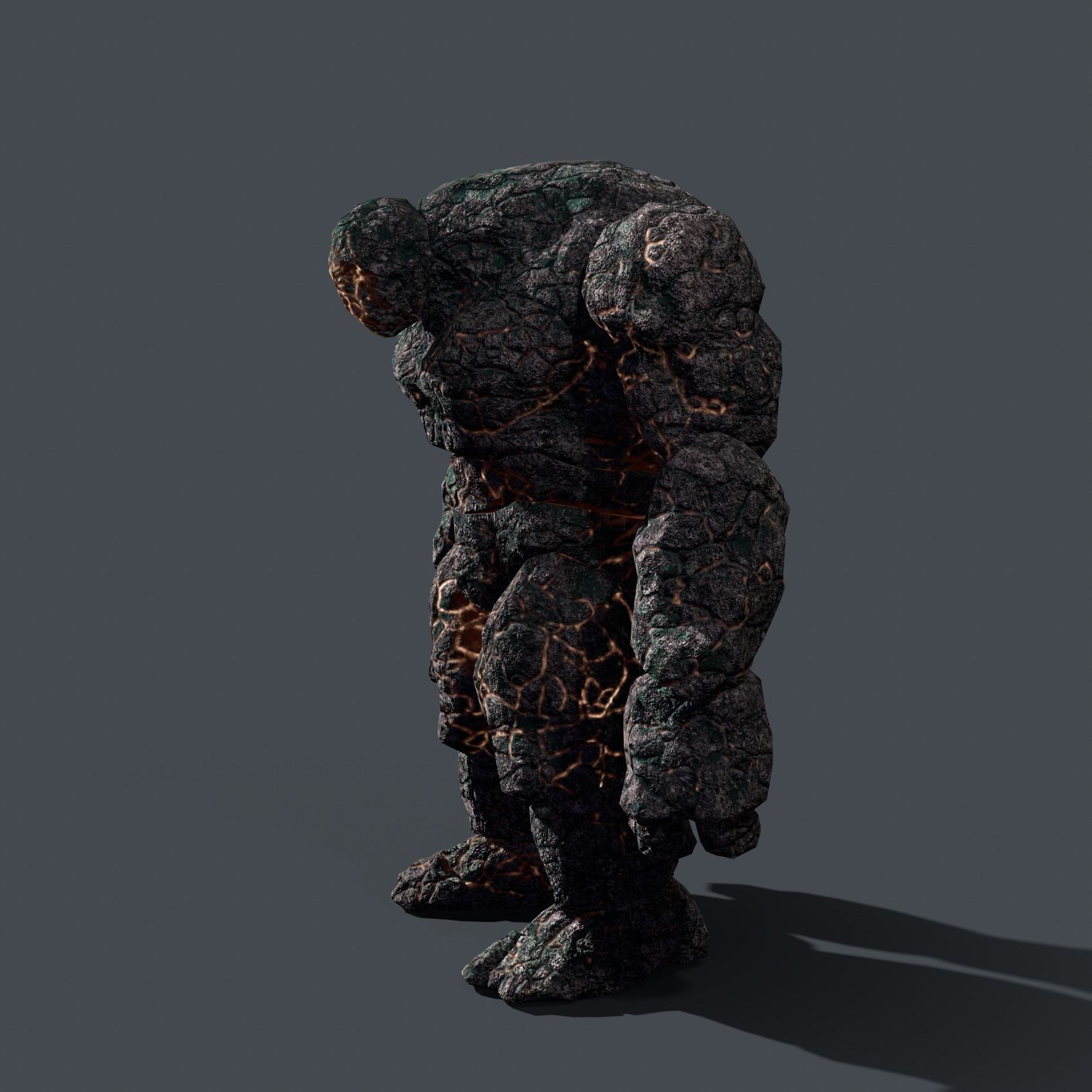 Elemental Golem - Lava Black - Low-poly 3D model_9