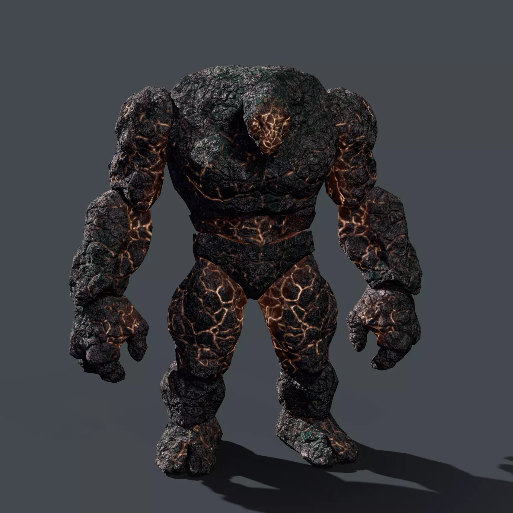 Elemental Golem - Lava Black - Low-poly 3D model_0
