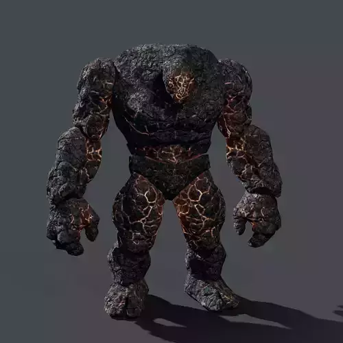 Elemental Golem - Lava Black - Low-poly 3D model