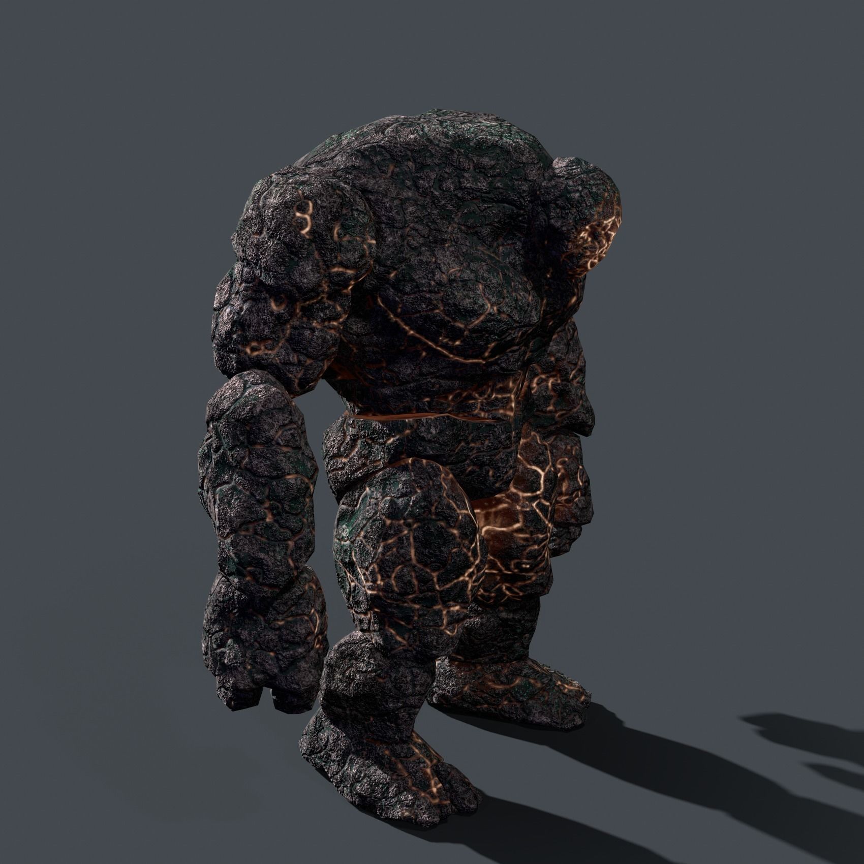 Elemental Golem - Lava Black - Low-poly 3D model_2