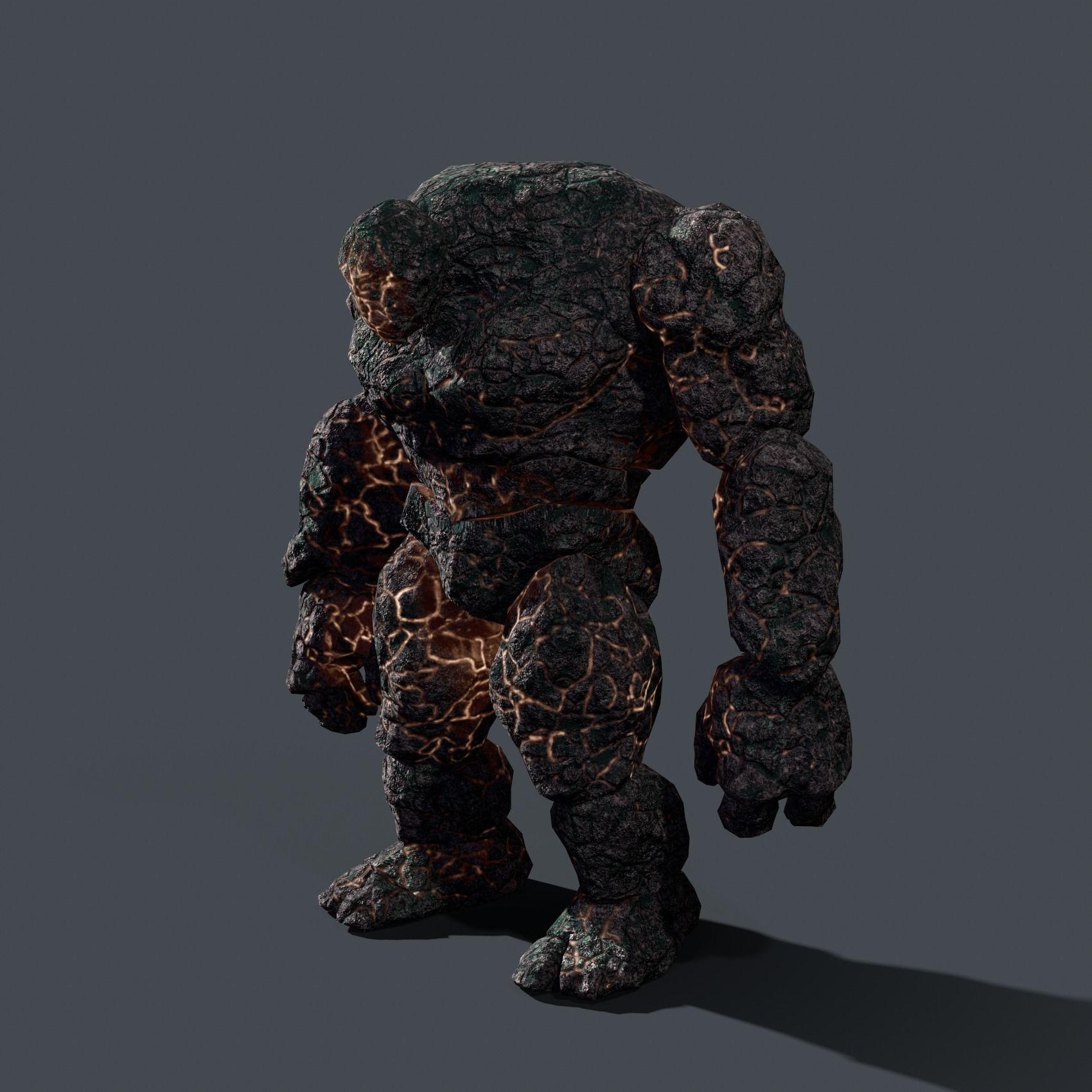 Elemental Golem - Lava Black - Low-poly 3D model_10