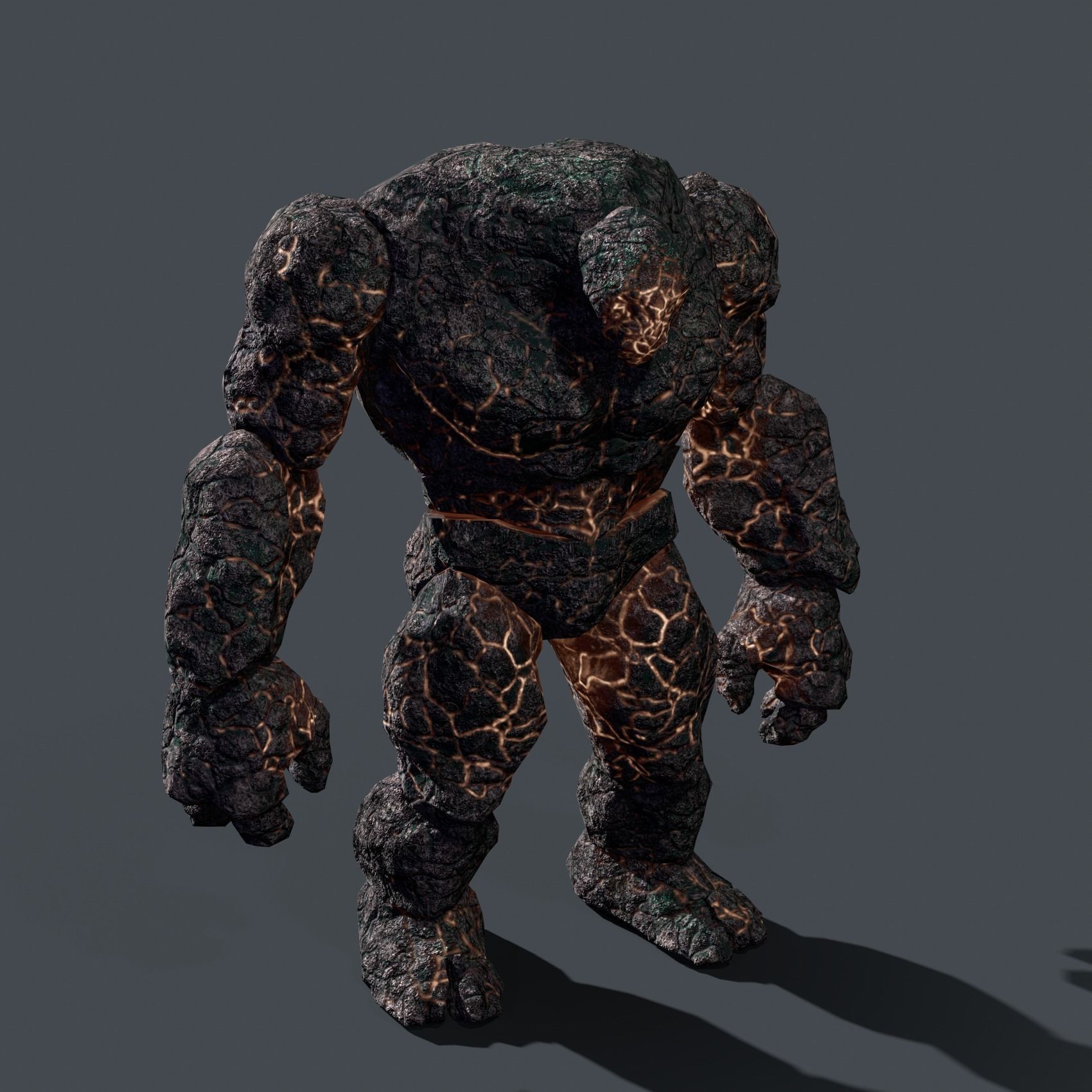 Elemental Golem - Lava Black - Low-poly 3D model_1