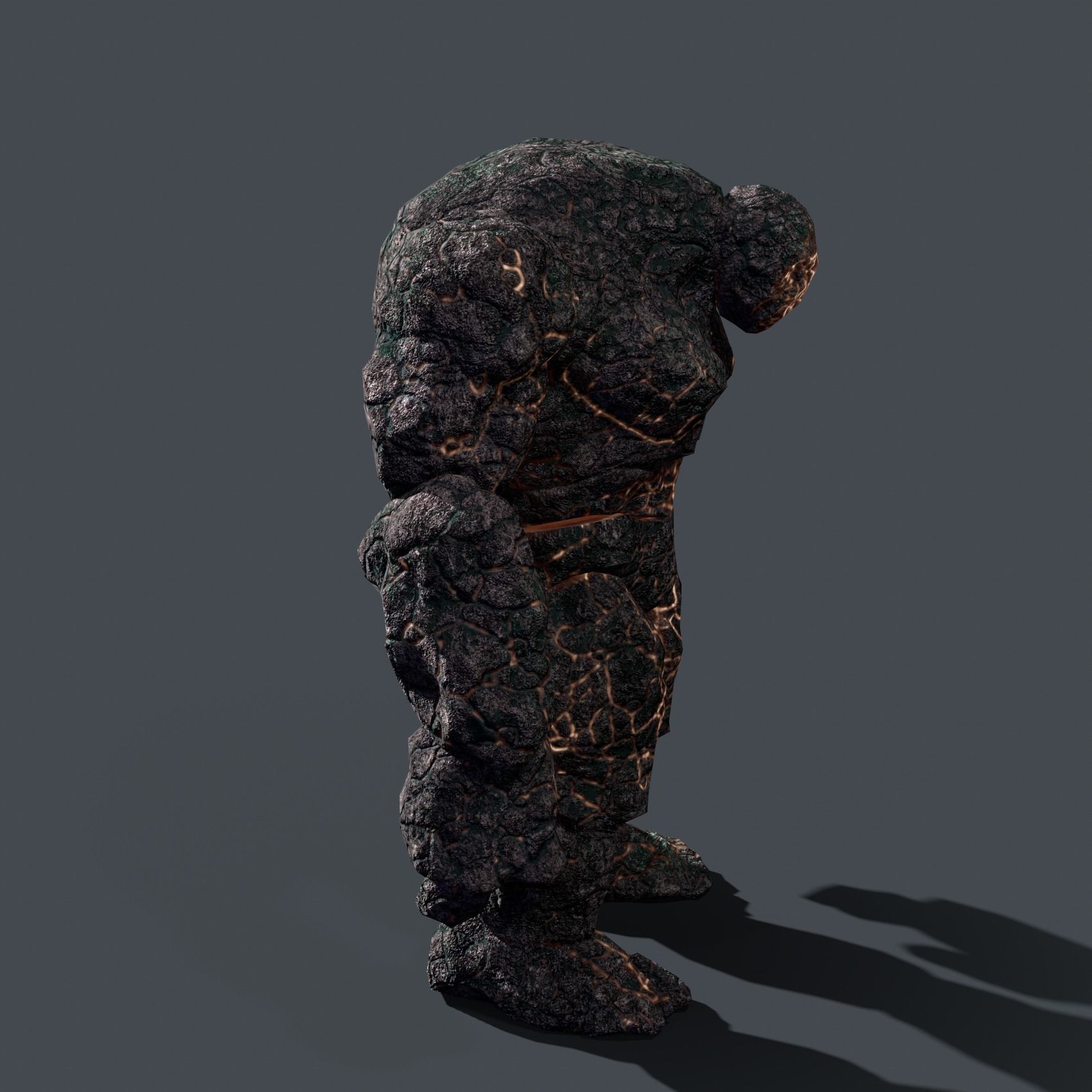 Elemental Golem - Lava Black - Low-poly 3D model_3