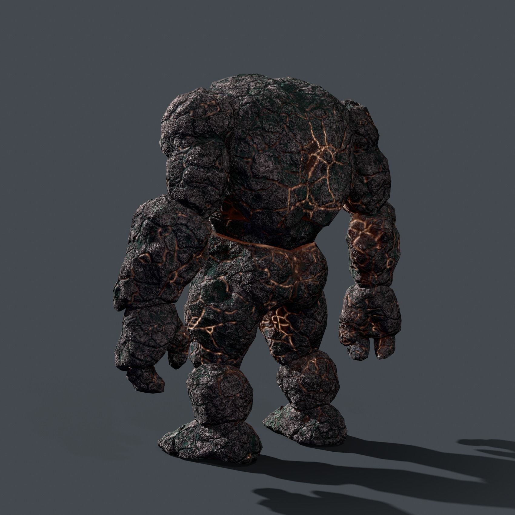 Elemental Golem - Lava Black - Low-poly 3D model_8