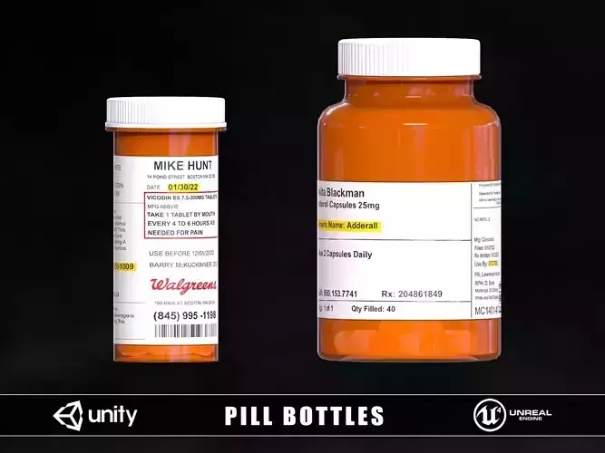 Pill Bottles Low-poly 3D model