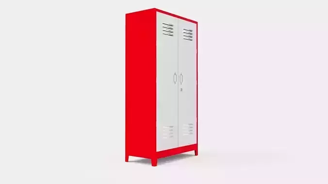 METAL CABINET-DOUBLE LONG-RED AND WHITE