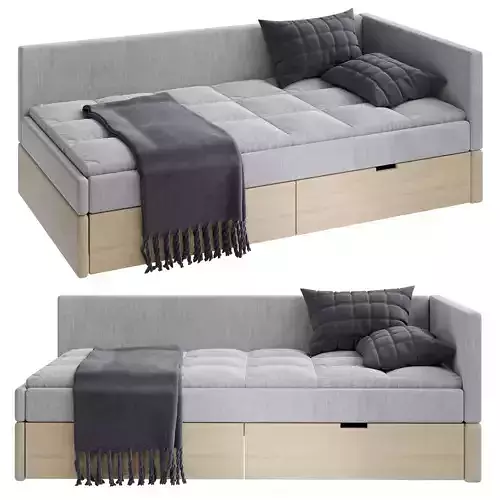 childbed daybed with drawers and pillows