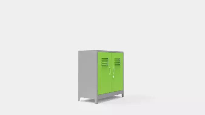 METAL CABINET-DOUBLE SHORT-GRAY AND GREEN Low-poly 3D model