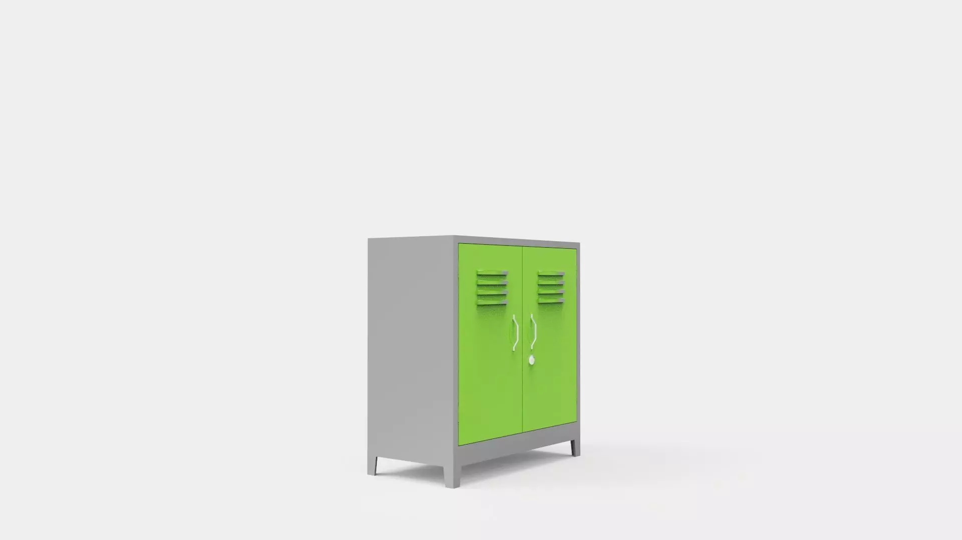 METAL CABINET-DOUBLE SHORT-GRAY AND GREEN Low-poly 3D model_0