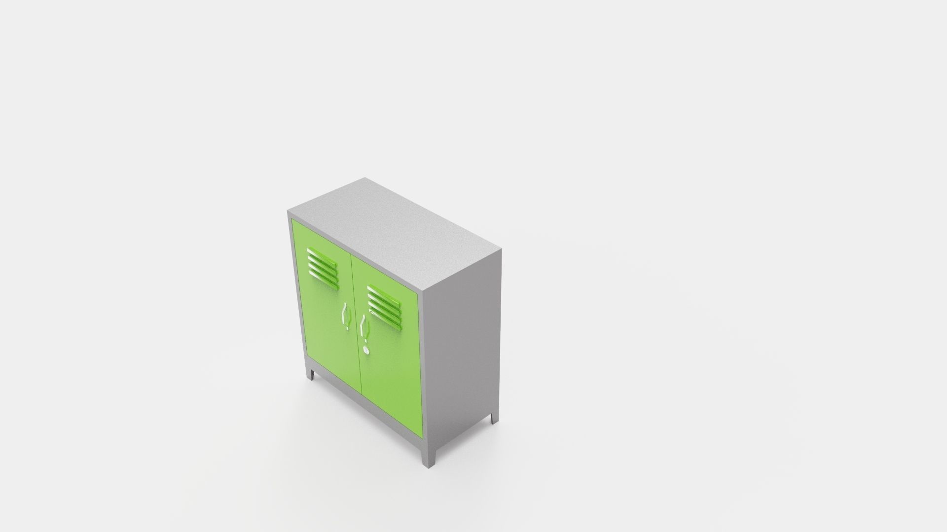 METAL CABINET-DOUBLE SHORT-GRAY AND GREEN Low-poly 3D model_7