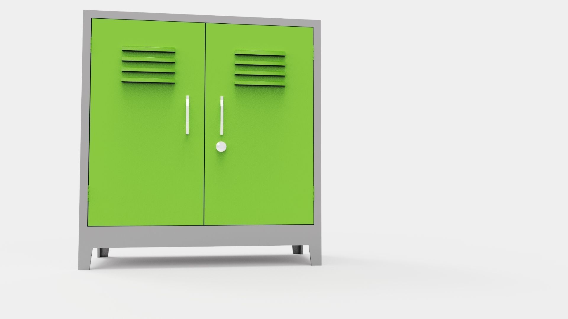 METAL CABINET-DOUBLE SHORT-GRAY AND GREEN Low-poly 3D model_27