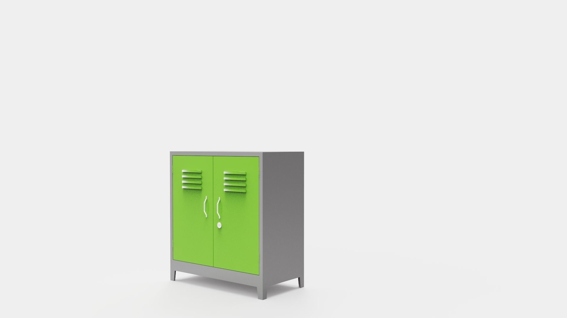 METAL CABINET-DOUBLE SHORT-GRAY AND GREEN Low-poly 3D model_38
