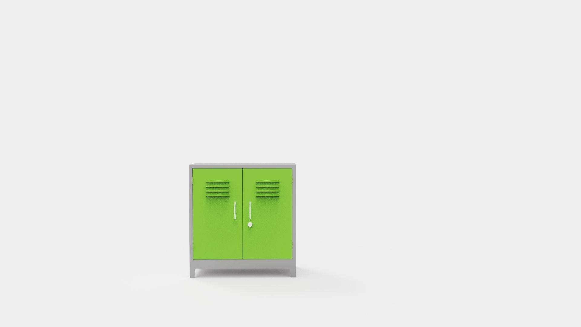 METAL CABINET-DOUBLE SHORT-GRAY AND GREEN Low-poly 3D model_8