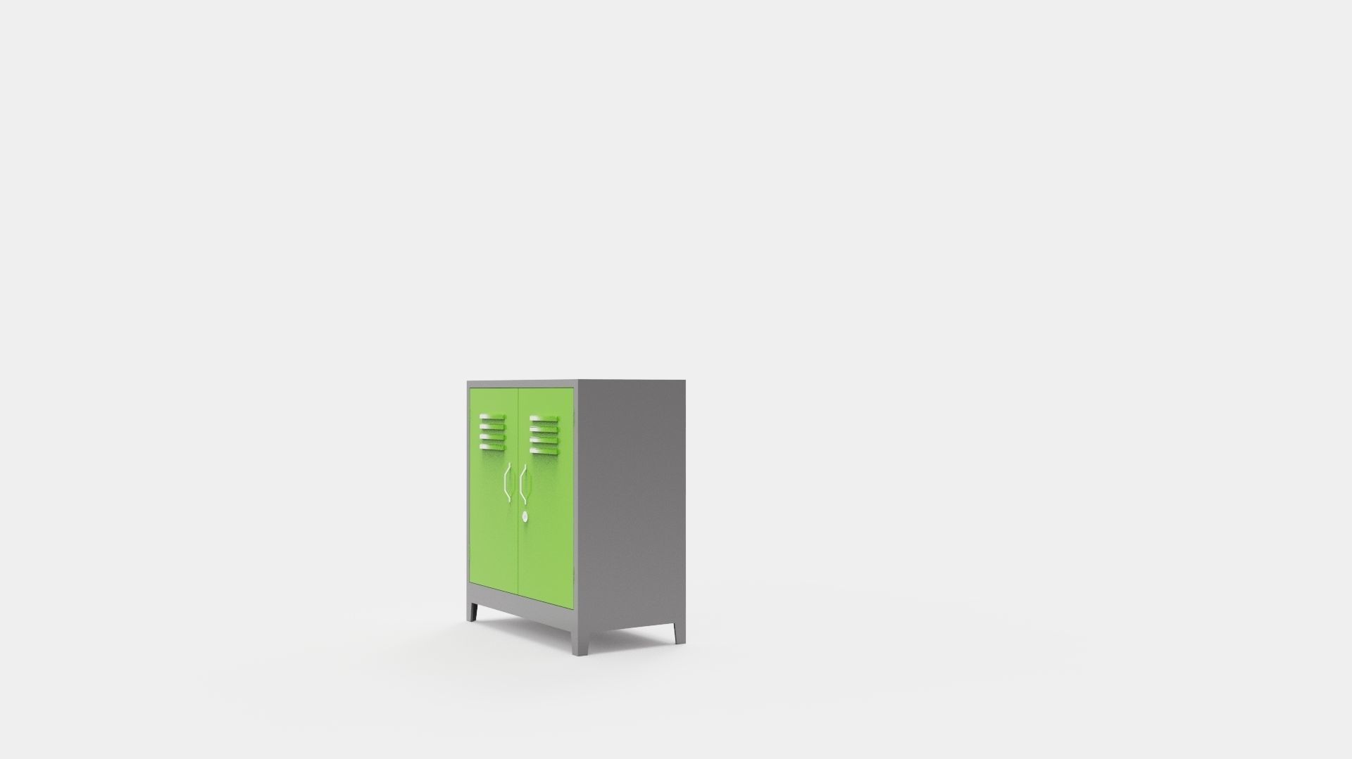 METAL CABINET-DOUBLE SHORT-GRAY AND GREEN Low-poly 3D model_13